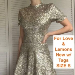 NEW - FOR LOVE & LEMONS GOLD SEQUIN DRESS
